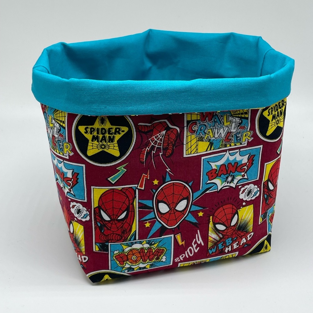 Handmade Fabric Basket Spiderman / Kids Room Decor / Superhero Spiderman